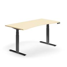 Skrivbord QBUS, höj- och sänkbart, maguttag, 1600x800 mm, svart, björk