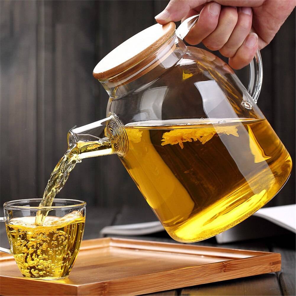 1.6l genomskinlig glas tekanna värmebeständig tekanna behållare kaffe te infuser te vattenkokare te klar juice behållare teware
