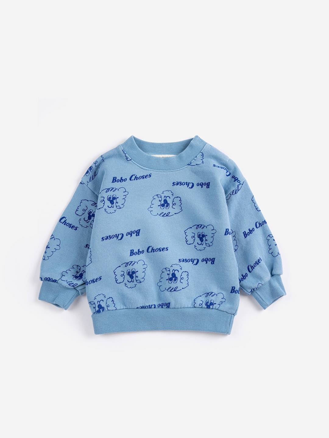 Bobo Choses Pickles The Dog All Over Sweatshirt Prussian Blue Prussian Blue 6 months Blå 6 måneder Drenge, Piger