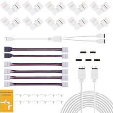 REDTRON LED Strip Verbinder, LED Strip Verlängerung, LED Strip Eckverbinder, 4-pin led strip connector, LED Streifen Befestigungsclips, Für 10mm 4 Polig RGB 5050 LED Strip