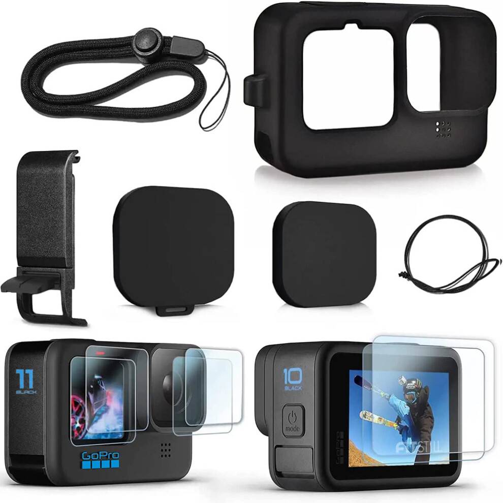 GoPro tilbehørssæt, HD-skærmbeskytter hærdet glas til Hero12 11 10 9, let at installere støvtæt tilbehørssæt