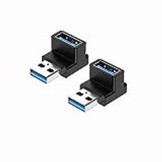 USB 3.1 90 graders adapter, USB 3.1 hane till hona högervinklad förlängningsadapter, USB A till A-adapter för hårddisk, tangentbord, bärbar dator, 2-pack vinkelkontakt (USB 3.1 rät vinkel)