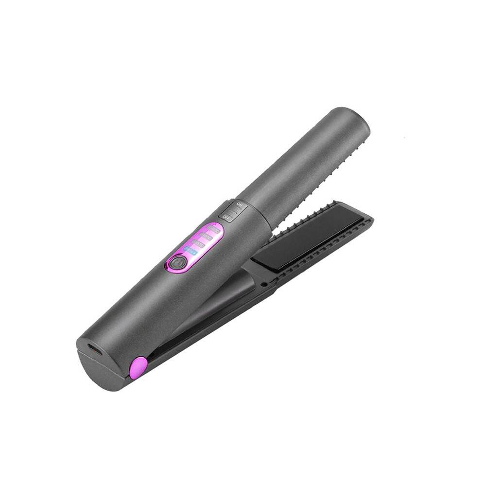 Cordless Hair Straightener, Flat Iron 2 in 1, Portable with USB-C Rechargeable 5000mAh Battery, Ceramic Plate Grey