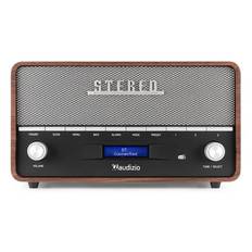 FYNDHÖRNAN Audizio Corno retro DAB+ radio med Bluetooth - Bärbar stereoradio med larm - 60W Peak effekt - Grå, Radio retro look Corno Audizio DAB FM BT Larm