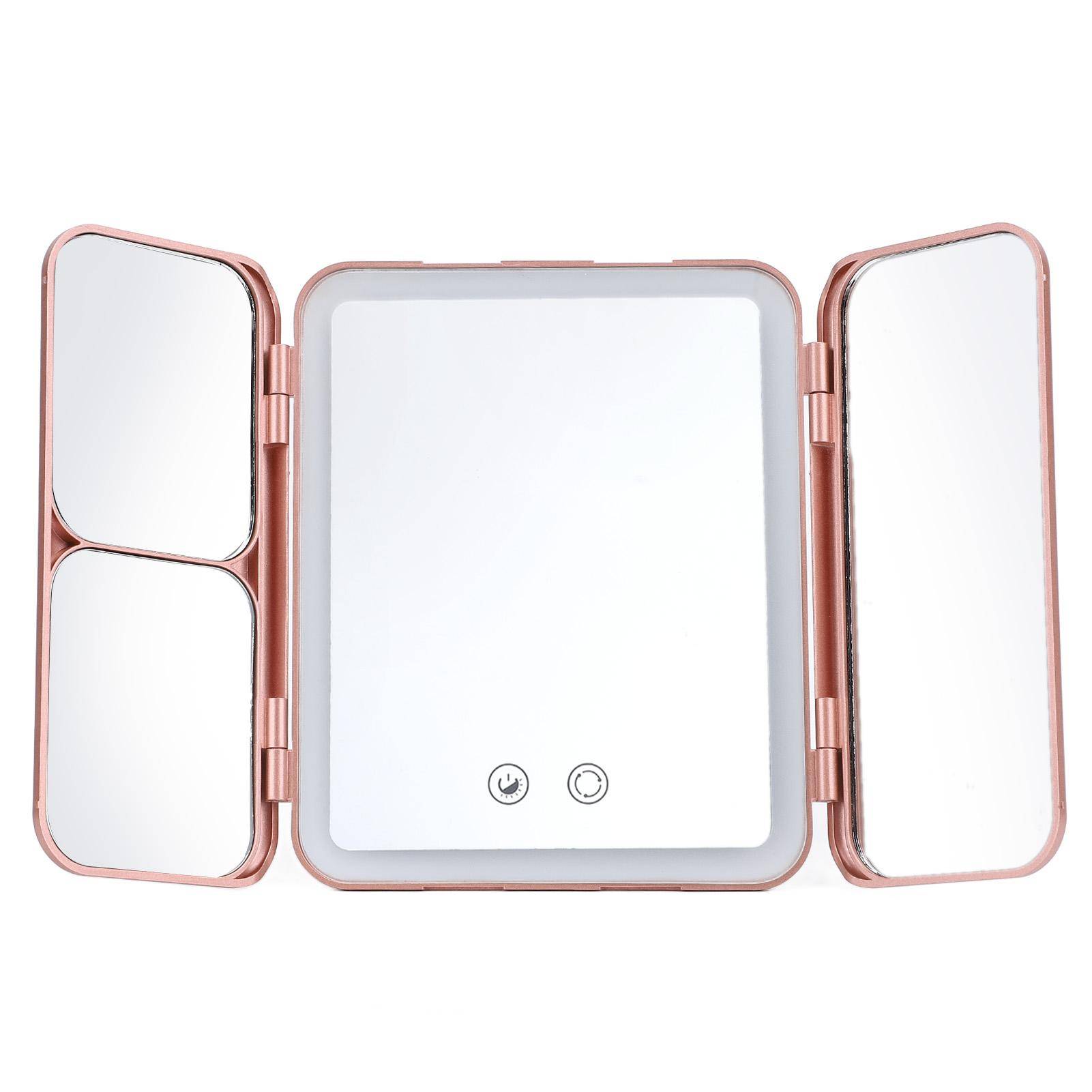 Folding LED Makeup Mirror Portable Rechargeable Cosmetic Mirror LED Folding Vanity Mirror With