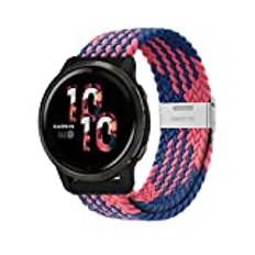 Niboow 22 mm flätat armband, kompatibelt med Garmin Vivoactive 4, justerbart, förlängbart klockband för Amazfit GTR 3 Pro/Amazfit GTR 3/Amazfit GTR 2 eSIM/Amazfit GTR 2e/Garmin Venu 2-blå/rosa