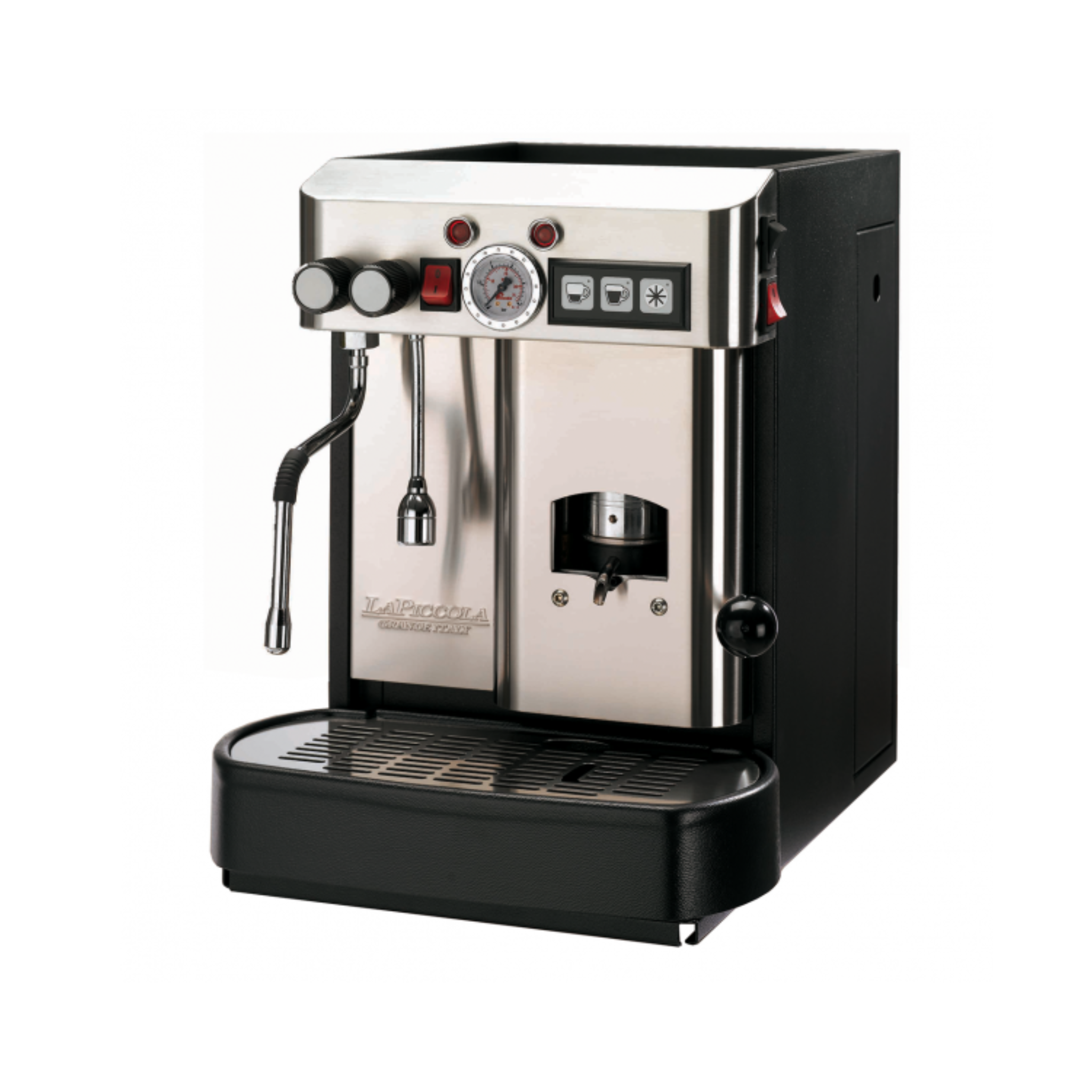 Italiensk håndbygget espressomaskine med steamer. Cecilia pro. E.S.E. Automatic Stål