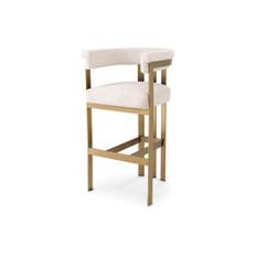 Clubhouse barstol bouclé cream - Vit / Brun (W. 56 | D. 56 | H. 104 | SD. 50 | SH. 80 | AH. 104 cm)