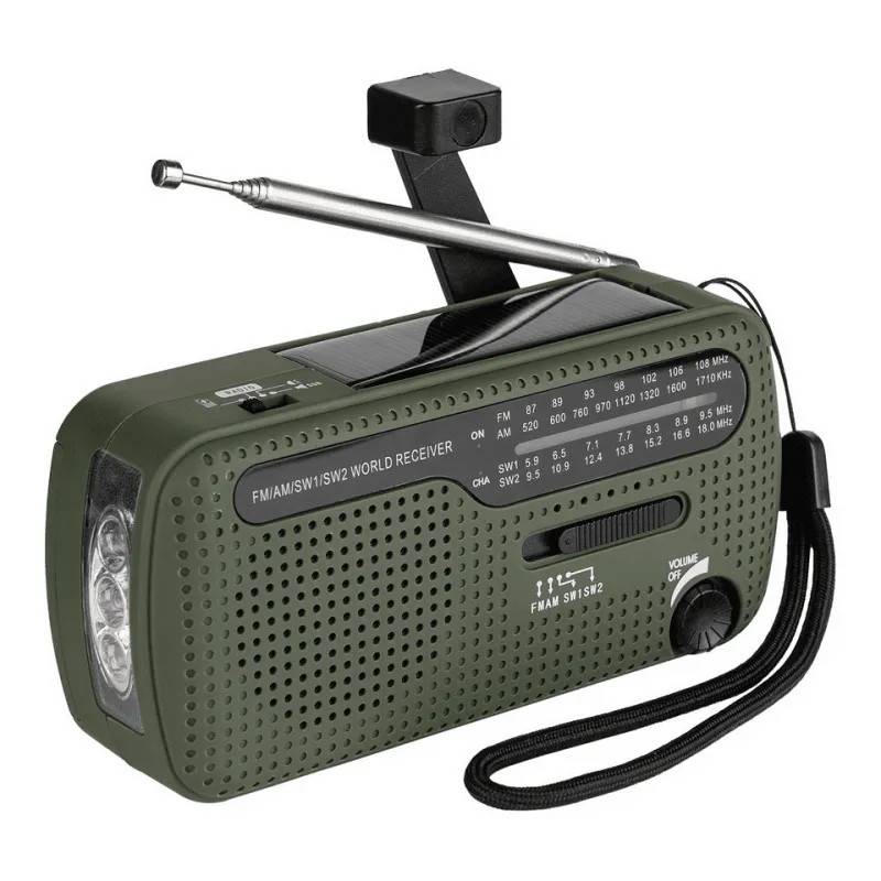 Fosco Vevradio SW1/SW2/FM/AM med Solceller, Ficklampa och Powerbank
