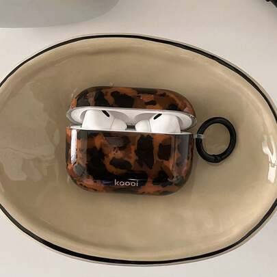 Niche Ins retro bärnstensfärgat leopardmönstrat vintage höst/vinter hörlursskal för Pro 2/Pro 3 Apple 2:a/3:e gen trådlösa Bluetooth skyddshölje kvinn - Brun (Multi-size)