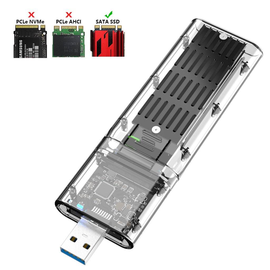 Kebidu m2 ssd fodral sata chassi m .2 to usb 3.0 ssd adapter för pcie ngff sata m/b nyckel ssd disk box för 2230/2242/2260/2280mm