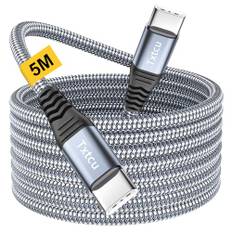 Txtcu Lange USB C auf USB C Kabel 5M, USB C Ladekabel Nylon 60W Typ C Schnellladekabel für iPhone 15/15 Pro/15 Pro Max, MacBook Pro Air, iPad Pro/Air, Samsung Galaxy S24 S23 S22 S21, Switch,Pixel 7