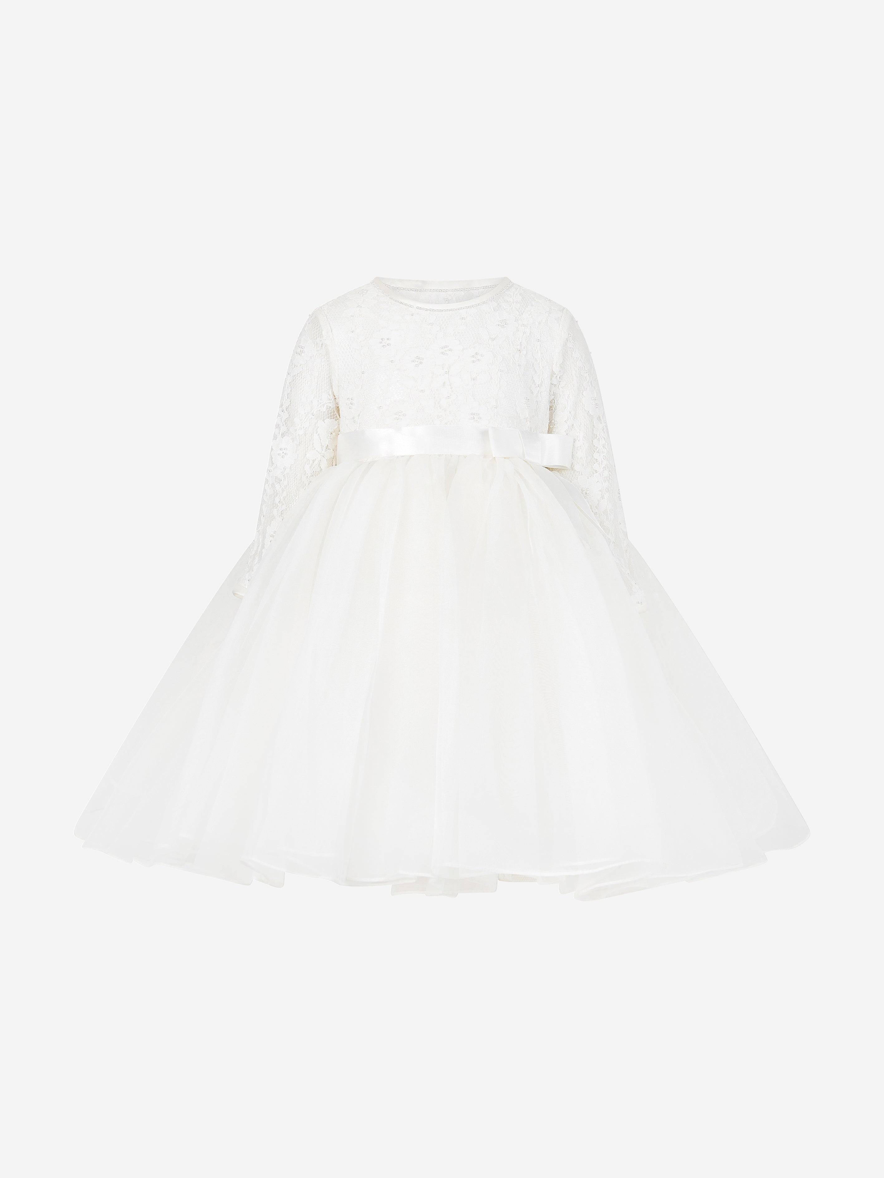 Sarah Louise Girls Ceremonial Ballerina Length Dress in Ivory - Ivory / 12 Mths (12 Mths)
