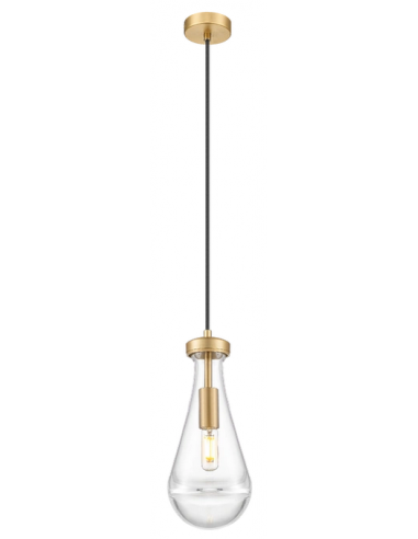 MEMPHIS Loftlampe i metal og glas Ø13 cm 1 x E14 - Børstet messing/Klar