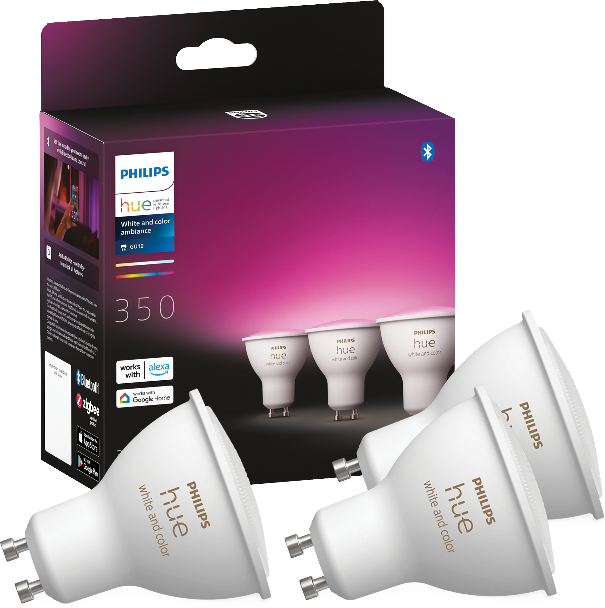 Philips hue spotpære 3-pak gu10 led wca 5,7w