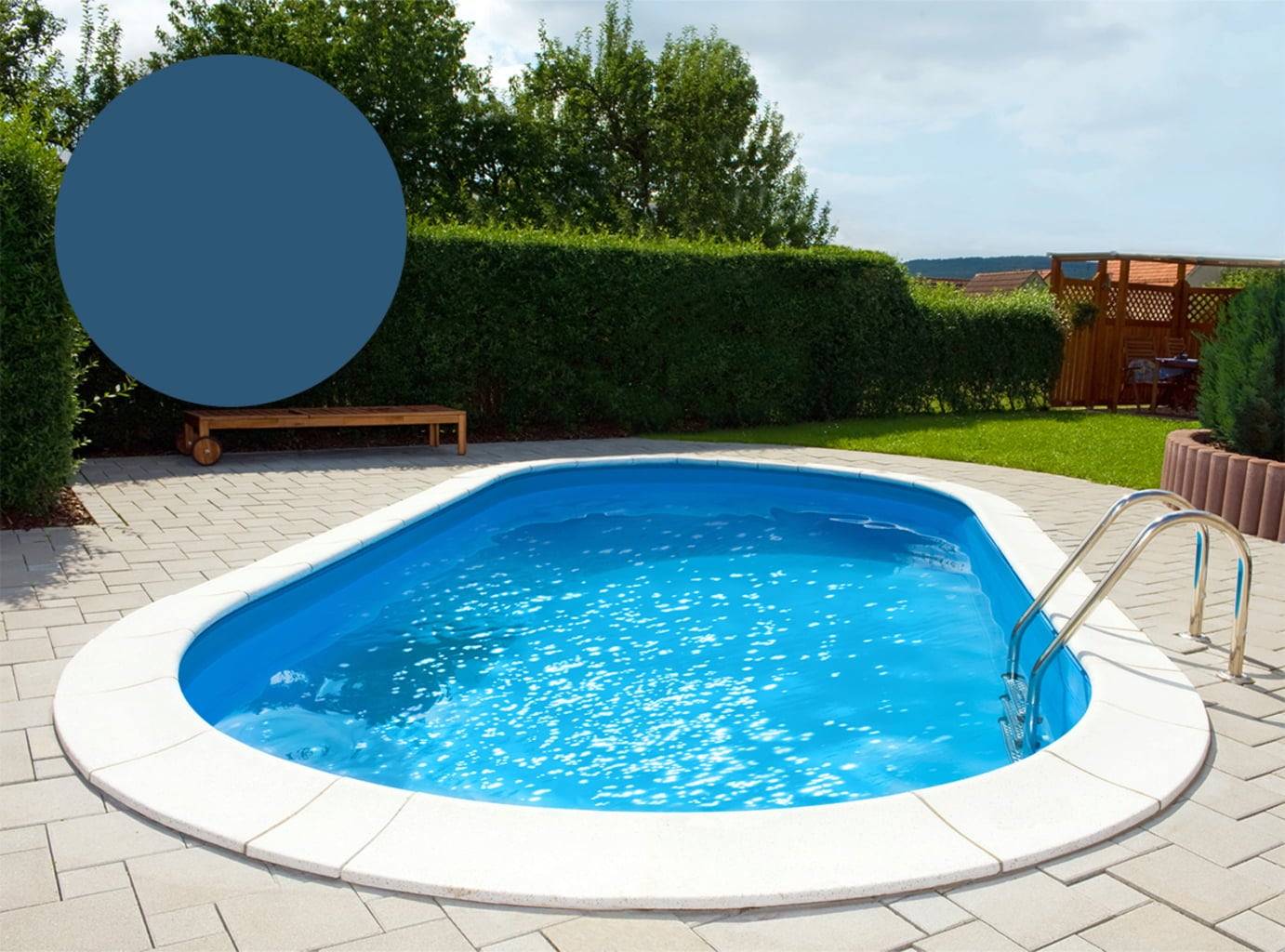 Poolliner Oval 366 x 732 x 125 cm - Adriatiskt blå, Tjocklek 0,6 mm / utan kant (överlappande)