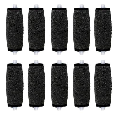 Hsthe Sea 10-pack extra grova mineralersättningsrullar Velvet Smooth Pedi Replacement Roller Head Refills för Velvet Smooth Callus Remover Refill Rollers, svart
