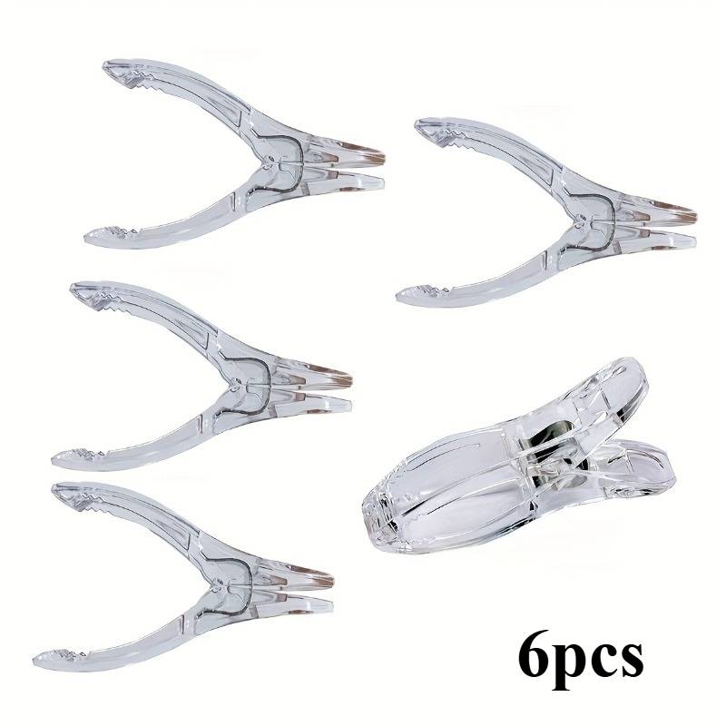 A Set Of 6 Sturdy Transparent Plastic Clips, Designed To Hold Clothes, Ideal For Towels And Other Household Drying Needs, Clothes Pegs, Clothes Pins