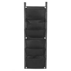 6 Pockets Vertical Plant Grow Bags Container Wall Hanging Planter for Outdoor GardenBlack svart