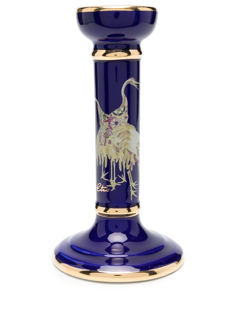 ETRO HOME - ljusstake med fågeltryck - unisex - ceramic - OS - Blå