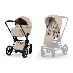 Priam kombivogn Black inkl. Liggedel - Cozy Beige