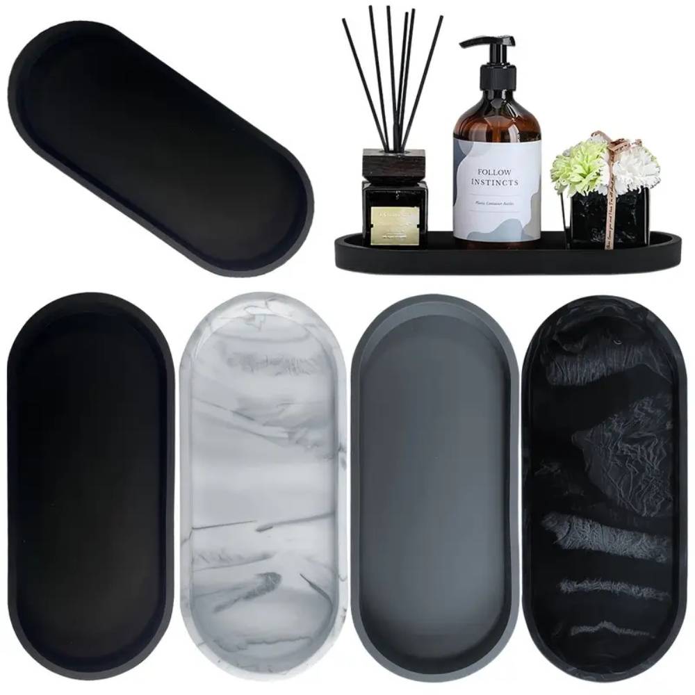 1Pc Bathroom Vanity Silicone Tray, Rectangular Dish Soap and Sponge Holder, Vanity Perfume Organizer, Makeup Ring Storage Tray, Home Essentials, Home Decor, Home Furniture