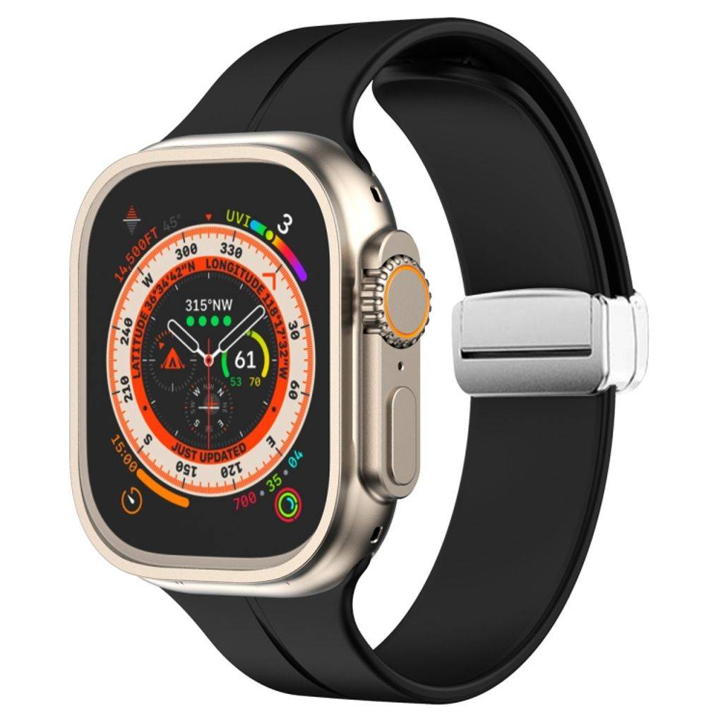Apple Watch 42/44/46/49mm Klockarmband Silikon magnetisk stängning - Svart