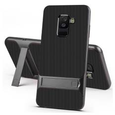 ELEGANCE Samsung Galaxy A6 Plus (2018) mobiletui i kombimaterialer med gittermønster - Grå