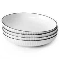 NUTRIUPS 59 ml pastaskålar set med 4, 20 x 3,5 cm små pastaskålar, keramisk grunt, enkel servering, vit, för kök - mikrovågsugns- och diskmaskinssäker