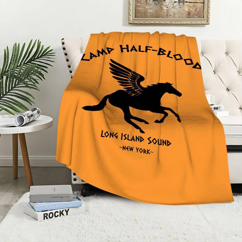 P-Percy J-Jackson Camp Half-Blood Filt Flanell varm komfort mjuk plyschfilt För Picknick Sängar Soffor Hem Och Sovrum orange