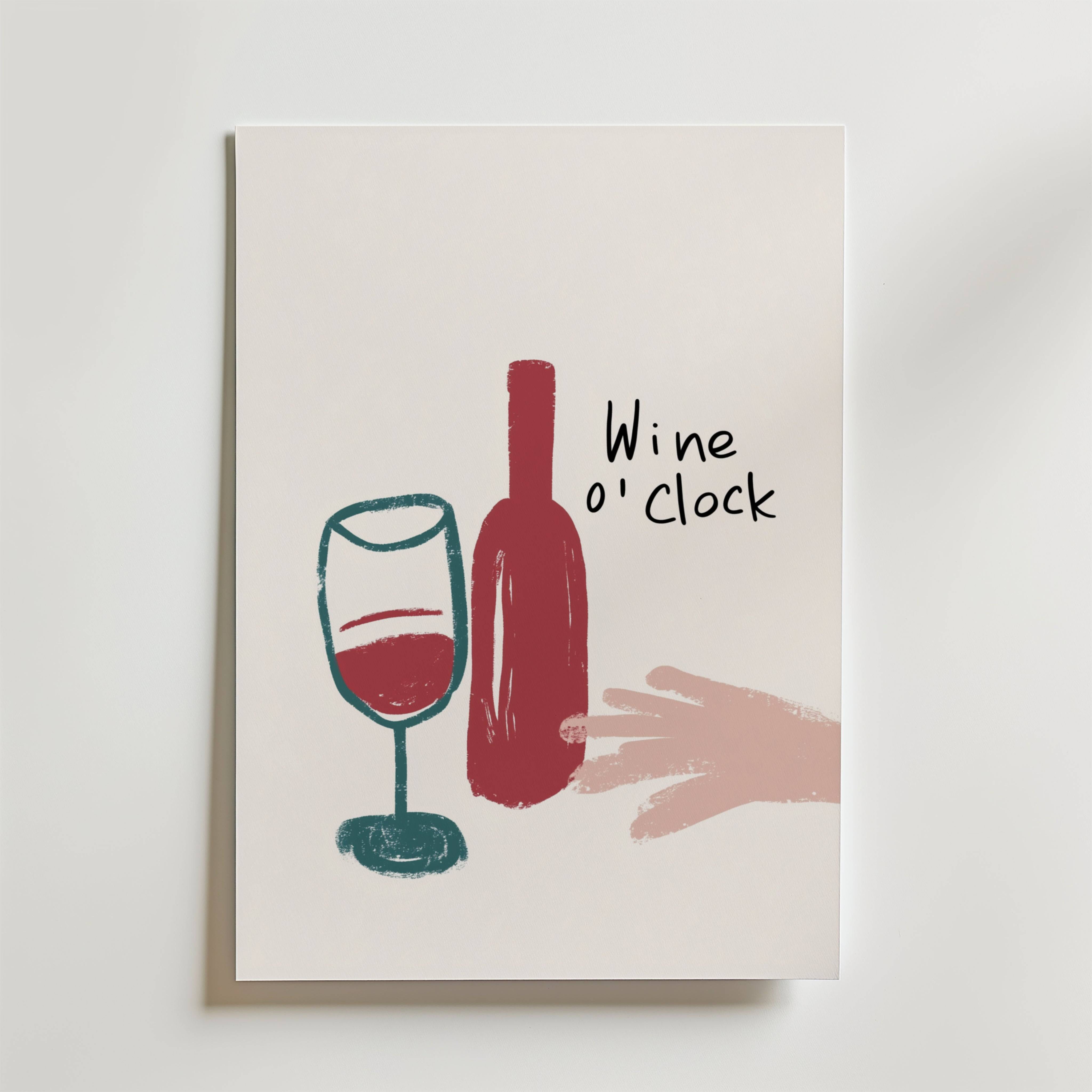 Wine O'Clock Poster - Premium Canvas 50x70 cm