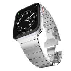 SKALO Metalarmbånd ""Flat"" Apple Watch Series 4-6 44mm - Sølv