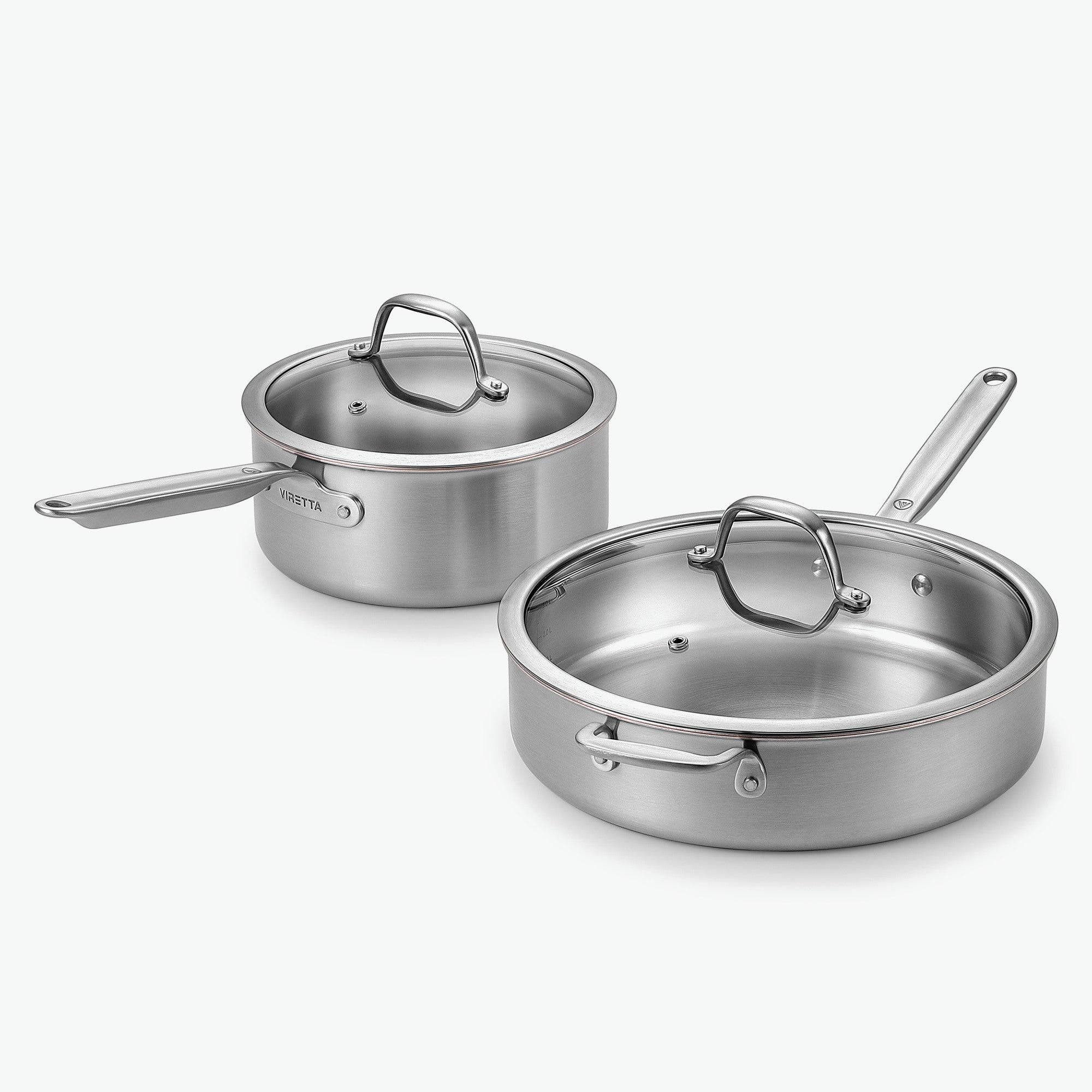 Viretta Pande- og grydesæt – 5-Ply kobber rustfrit stål Duo – 2 dele / Glas