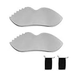 Gua Sha Stainless Steel, Gua Sha Massage Board Comb Edge Sculpting Tool, Smoother Surfaces Gua Sha Tool for Face, Eyes, Neck and Body Care (2-Piece)