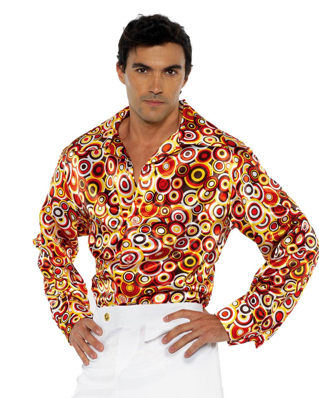 70er Jahre Multicolor Schlager Hemd XL