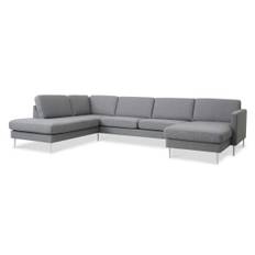Ask Sæt Hjørnesofa 54 U OE Left m/Chaiselong & Open end Black wood Anthracite