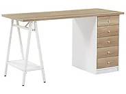 Skrivebord HEBER 140 cm x 60 cm med skuffer Brun/hvid