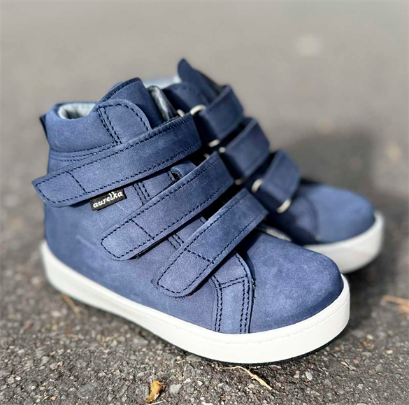 Aurelka vandtætte velcrosko, Granat navy/hvid - smal sko med ekstra støtte