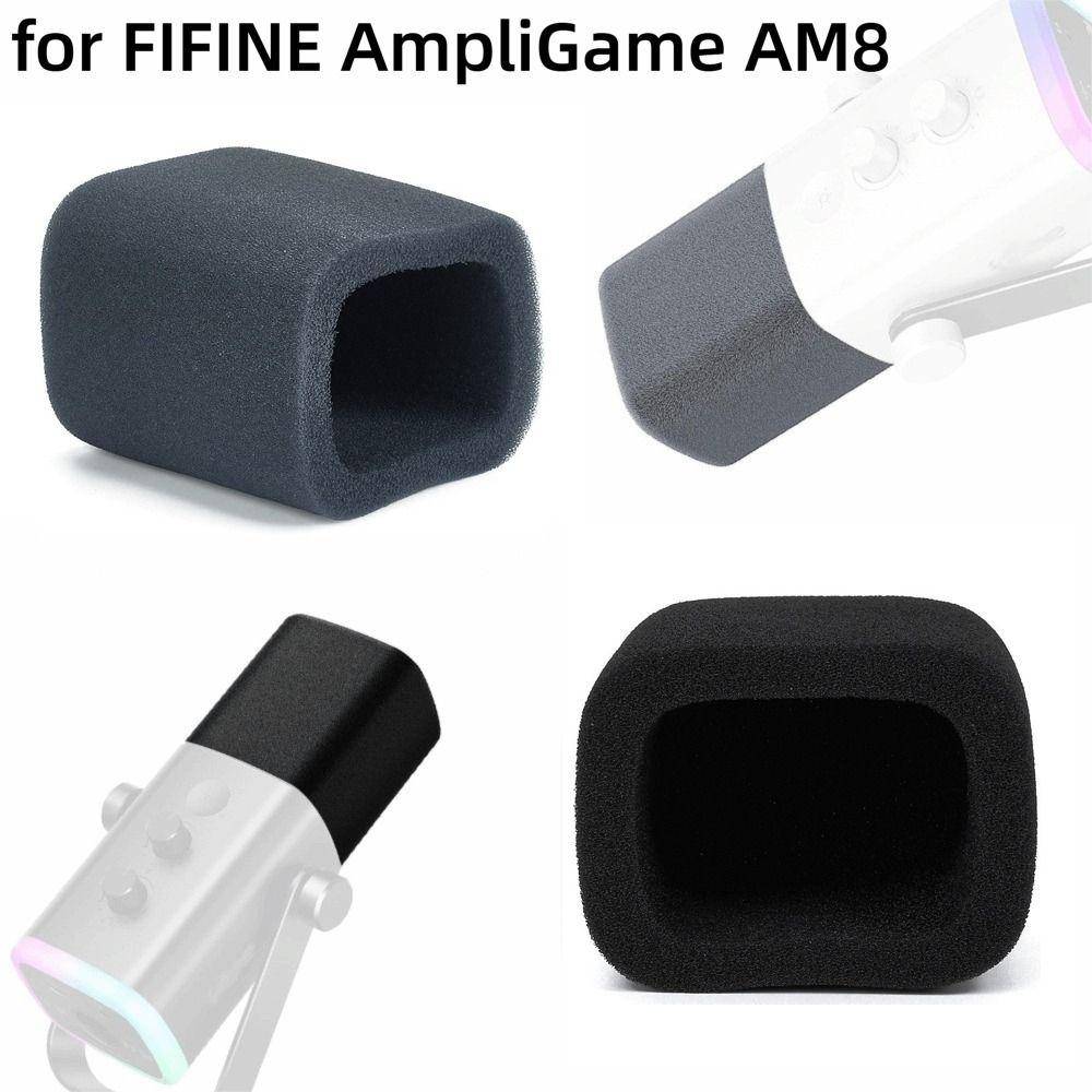 1 st Ljudreducerande Mikrofonvindskydd Cover Popfilter Cover för FIFINE AmpliGame AM8 Inspelningsstudio svart