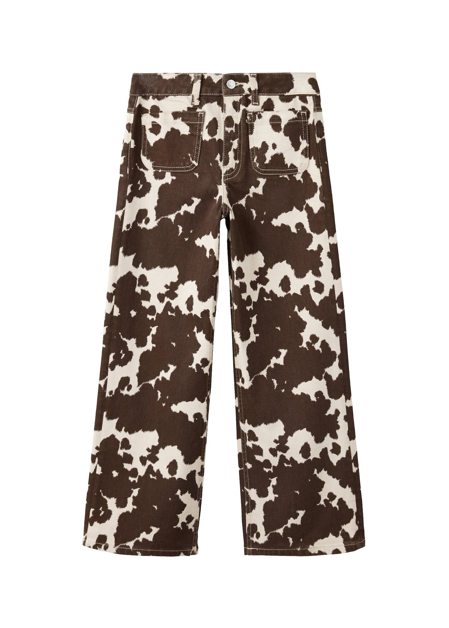 MANGO KIDS Jeans 'WIDEV'  ecru / mørkebrun