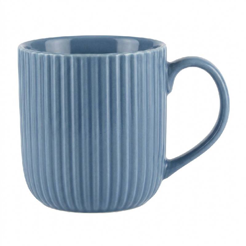 Mugg Med Handtag Räfflad Blå