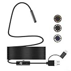 Endoskopinspektionskamera, 8 mm 1200P boreskop 5 meter 3 tum 1 mobiltelefon dator IP67 industriell borescope, för Android och IOS-smartphone