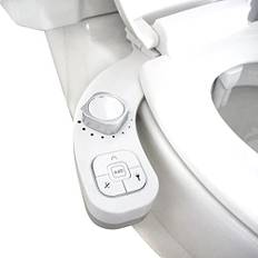 Bidéfäste, bidéinsats för toalett, ej elektrisk bidé toalettfäste med infällbara självrengörande dubbla munstycken, posterior & feminin tvätt, toalettdusch, taharet (vit)