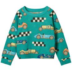 Småfolk Sweatshirt Race Cars Teal 5-6 Y  Grön  5-6 år  man