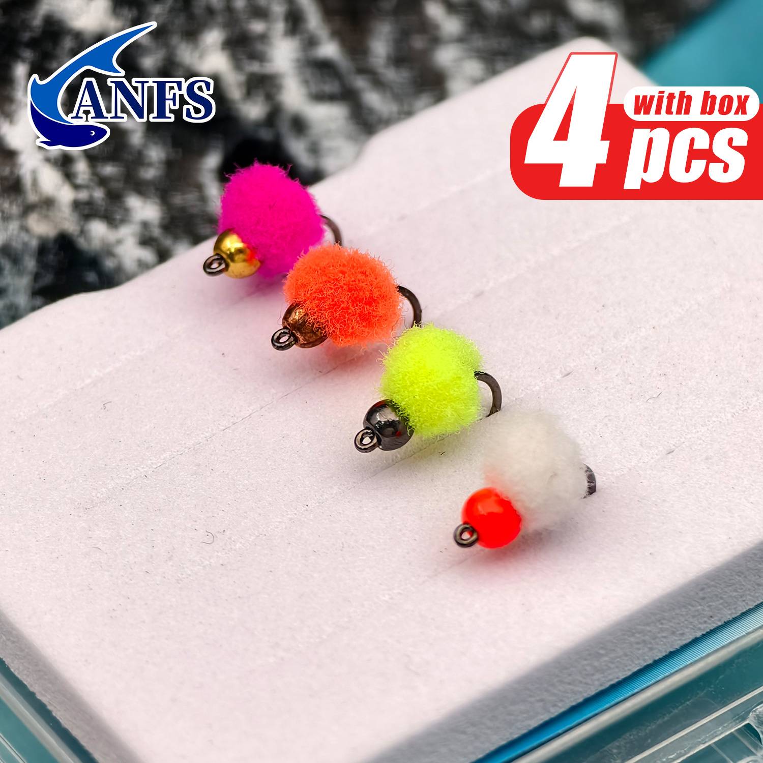 ANFS Egg Fly Kit of 4 Pack, Hand Tied Flys, Trout Fly Fishing Gift, Wet Copper Head Fly Fishing Flies
