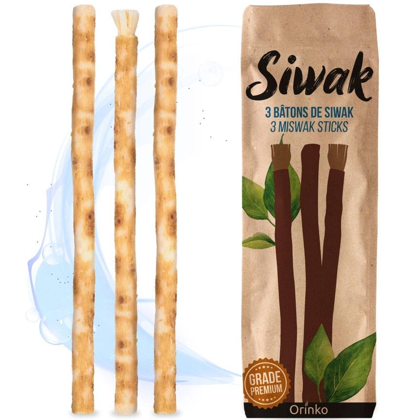 Miswak Pinnar 3 stk. ORINKO Siwak Sticks 100% Naturlig Tandborste