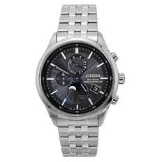 Citizen Eco-Drive Radio Controlled Moon Phase Stainless Steel Black Dial BY1030-50E 100M Men's Watch