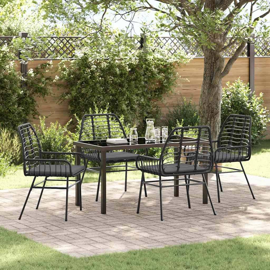 Have Spisebordssæt 5 Dele Polyrattan - Sort og mørkegrå / 140 cm / 4-personers