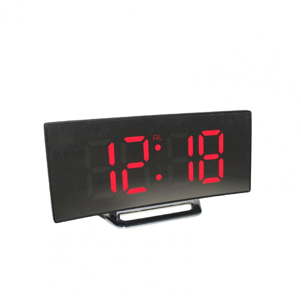 ABS Digital Smart Väckarklocka Rektangel USB-laddning Elektrisk Klocka Böjd LED-skärm Spegelklocka Dekorativa Bordsklockor