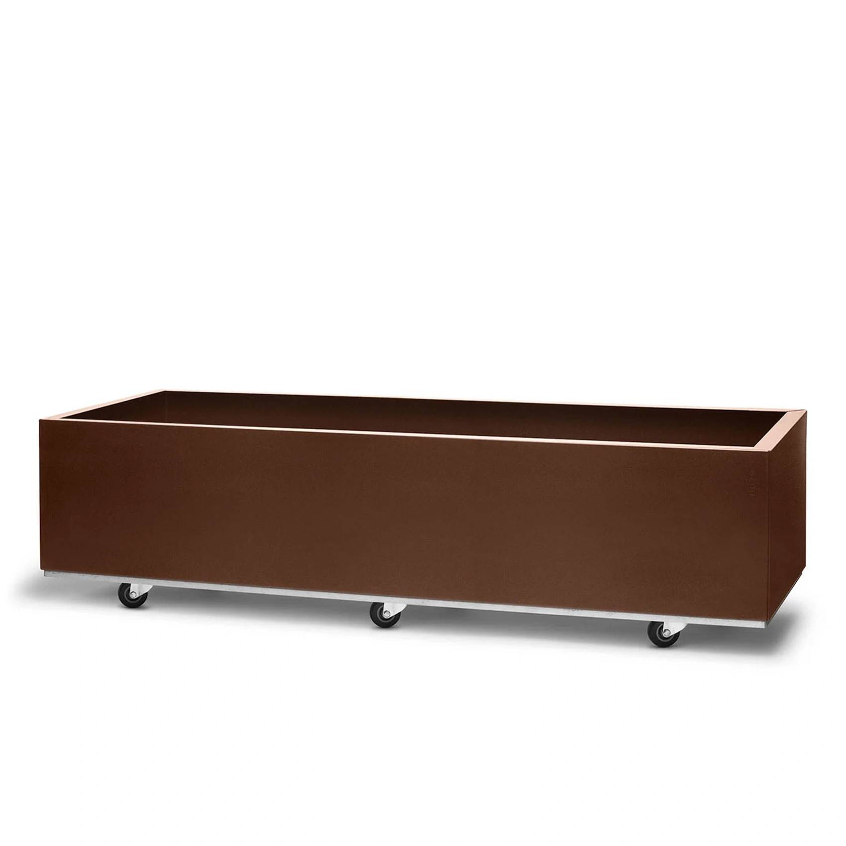 BEDD odlingslåda med hjul/ben - 120x60x25 cm, rostlack - Mörkbrun